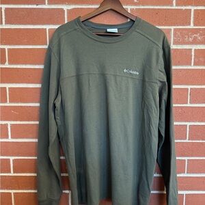 Columbia Men’s Long Sleeve Crewneck Shirt Olive Green Size L Outdoor Casual
